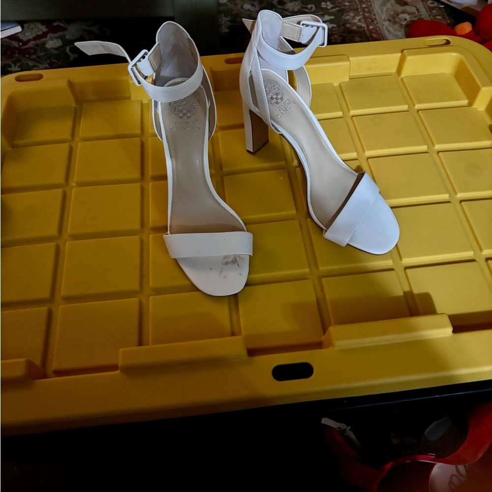 Vince Camuto White Ankle Strap Heels